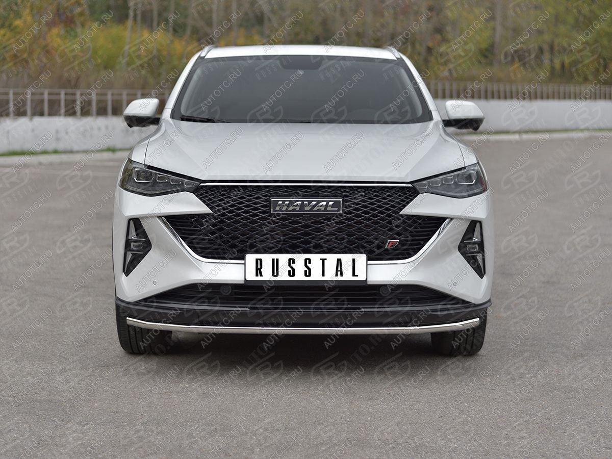 10 349 р. Защита переднего бампера d42 секции SLITKOFF  Haval F7x (2022-2024)  рестайлинг (нержавейка полированная)  с доставкой в г. Омск