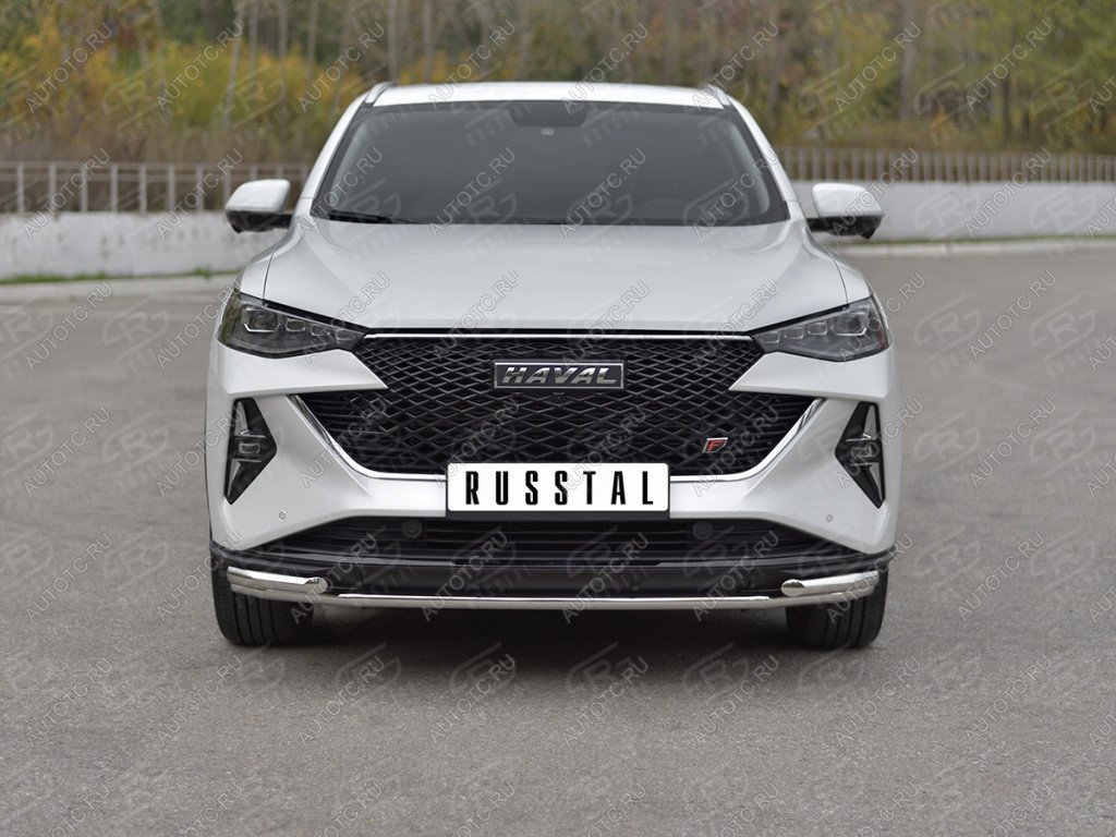 12 299 р. Защита переднего бампера d42 *42 уголки SLITKOFF  Haval F7x (2022-2024)  рестайлинг (нержавейка полированная)  с доставкой в г. Омск