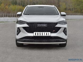 Защита переднего бампера d63 секции SLITKOFF Haval (Хавал) F7x (ф7икс) (2022-2025)  рестайлинг