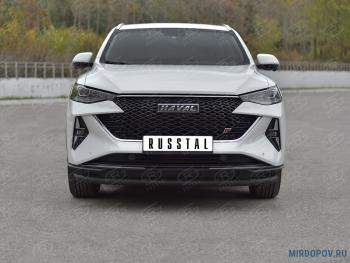 Защита переднего бампера d63 секции SLITKOFF Haval (Хавал) F7x (ф7икс) (2022-2025)  рестайлинг