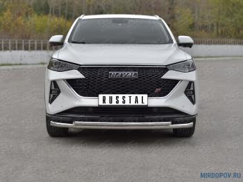 Защита переднего бампера d63*42 дуга SLITKOFF Haval (Хавал) F7x (ф7икс) (2022-2025)  рестайлинг