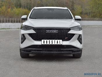 Защита переднего бампера d63*42 дуга SLITKOFF Haval (Хавал) F7x (ф7икс) (2022-2025)  рестайлинг