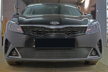 3 299 р. Защитная сетка в бампер (низ, ячейка 3х7 мм) Alfeco Стандарт  KIA Rio  X (2020-2024) рестайлинг (Чёрная)  с доставкой в г. Омск. Увеличить фотографию 1