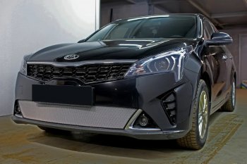 3 579 р. Защитная сетка в бампер (низ, ячейка 3х7 мм) Alfeco Стандарт KIA Rio X рестайлинг (2020-2024) (Хром)  с доставкой в г. Омск. Увеличить фотографию 3