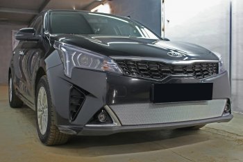 3 579 р. Защитная сетка в бампер (низ, ячейка 3х7 мм) Alfeco Стандарт KIA Rio X рестайлинг (2020-2024) (Хром)  с доставкой в г. Омск. Увеличить фотографию 4