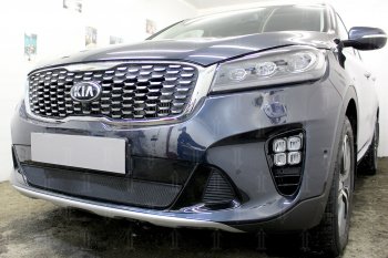 3 099 р. Защитная сетка в бампер (низ, ячейка 3х7 мм) Alfeco Стандарт KIA Sorento UM/Prime рестайлинг (2018-2020) (Чёрная)  с доставкой в г. Омск. Увеличить фотографию 4