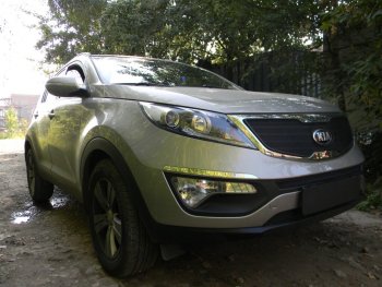 2 659 р. Защитная сетка в бампер (низ, ячейка 3х7 мм) Alfeco Стандарт  KIA Sportage  3 SL (2010-2016) дорестайлинг, рестайлинг (Чёрная)  с доставкой в г. Омск. Увеличить фотографию 3