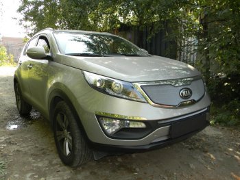 2 799 р. Защитная сетка в бампер (низ, ячейка 3х7 мм) Alfeco Стандарт  KIA Sportage  3 SL (2010-2016) дорестайлинг, рестайлинг (Хром)  с доставкой в г. Омск. Увеличить фотографию 4