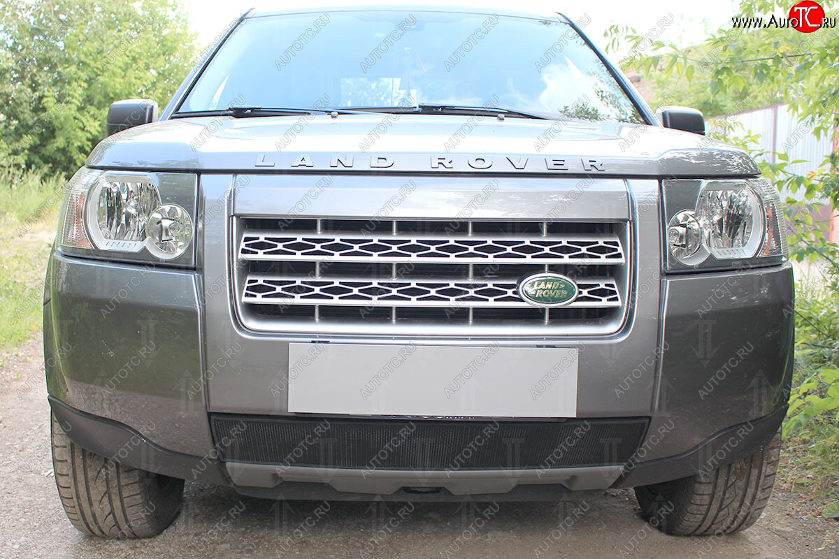 3 199 р. Защитная сетка в бампер (низ, ячейка 3х7 мм) Alfeco Стандарт  Land Rover Freelander  L359 (2006-2010) дорестайлинг (Чёрная)  с доставкой в г. Омск