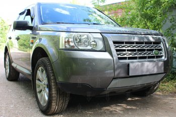 3 399 р. Защитная сетка в бампер (низ, ячейка 3х7 мм) Alfeco Стандарт  Land Rover Freelander  L359 (2006-2010) дорестайлинг (Хром)  с доставкой в г. Омск. Увеличить фотографию 2