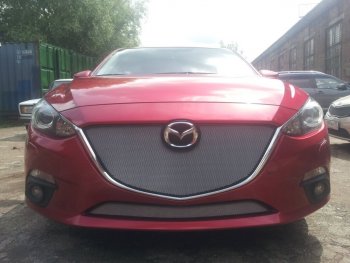 Защитная сетка в бампер (низ, ячейка 3х7 мм) Alfeco Стандарт Mazda 3/Axela BM дорестайлинг седан (2013-2016) ()