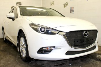 2 799 р. Защитная сетка в бампер (низ, ячейка 3х7 мм) Alfeco Стандарт Mazda 3/Axela BM рестайлинг седан (2016-2019) (Чёрная)  с доставкой в г. Омск. Увеличить фотографию 3