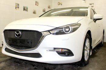 2 799 р. Защитная сетка в бампер (низ, ячейка 3х7 мм) Alfeco Стандарт Mazda 3/Axela BM рестайлинг седан (2016-2019) (Чёрная)  с доставкой в г. Омск. Увеличить фотографию 4