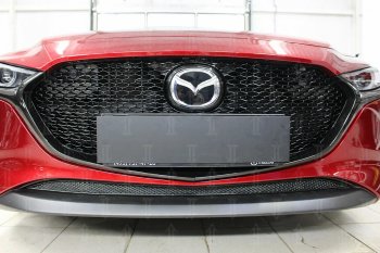 3 099 р. Защитная сетка в бампер (низ, ячейка 3х7 мм) Alfeco Стандарт Mazda 3/Axela BP хэтчбэк (2019-2024) (Чёрная)  с доставкой в г. Омск. Увеличить фотографию 2