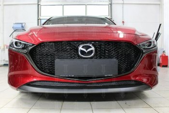 3 099 р. Защитная сетка в бампер (низ, ячейка 3х7 мм) Alfeco Стандарт  Mazda 3/Axela  BP (2019-2024) хэтчбэк (Чёрная)  с доставкой в г. Омск. Увеличить фотографию 1