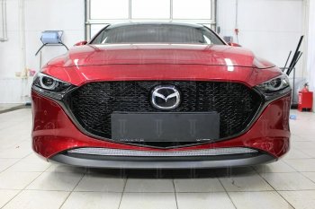 3 199 р. Защитная сетка в бампер (низ, ячейка 3х7 мм) Alfeco Стандарт Mazda 3/Axela BP хэтчбэк (2019-2024) (Хром)  с доставкой в г. Омск. Увеличить фотографию 1