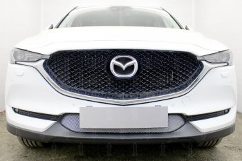 Защитная сетка в бампер (низ, ячейка 3х7 мм) Alfeco Стандарт Mazda (Мазда) CX-5 (ЦХ-5)  KF (2016-2024) KF  (Хром)