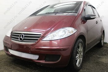 3 899 р. Защитная сетка в бампер (низ, ячейка 3х7 мм) Alfeco Стандарт Mercedes-Benz A class W169 дорестайлинг, хэтчбэк 5 дв. (2005-2008) (Хром)  с доставкой в г. Омск. Увеличить фотографию 3