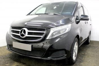 3 099 р. Защитная сетка в бампер (низ, ячейка 3х7 мм) Alfeco Стандарт  Mercedes-Benz Vito  W447 (2015-2020) дорестайлинг (Чёрная)  с доставкой в г. Омск. Увеличить фотографию 2