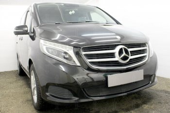 3 099 р. Защитная сетка в бампер (низ, ячейка 3х7 мм) Alfeco Стандарт  Mercedes-Benz Vito  W447 (2015-2020) дорестайлинг (Чёрная)  с доставкой в г. Омск. Увеличить фотографию 3