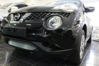 3 899 р. Защитная сетка в бампер (низ, ячейка 3х7 мм) Стрелка11 Стандарт  Nissan Juke  1 YF15 (2014-2020) рестайлинг (Хром)  с доставкой в г. Омск. Увеличить фотографию 3