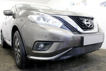 3 499 р. Защитная сетка в бампер (низ, ячейка 3х7 мм) Стрелка11 Стандарт Nissan Murano 3 Z52 дорестайлинг (2015-2022) (Чёрная)  с доставкой в г. Омск. Увеличить фотографию 4