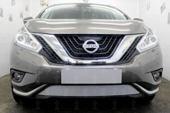 3 699 р. Защитная сетка в бампер (низ, ячейка 3х7 мм) Стрелка11 Стандарт Nissan Murano 3 Z52 дорестайлинг (2015-2022) (Хром)  с доставкой в г. Омск. Увеличить фотографию 1