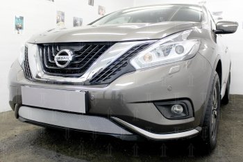 3 699 р. Защитная сетка в бампер (низ, ячейка 3х7 мм) Стрелка11 Стандарт Nissan Murano 3 Z52 дорестайлинг (2015-2022) (Хром)  с доставкой в г. Омск. Увеличить фотографию 4