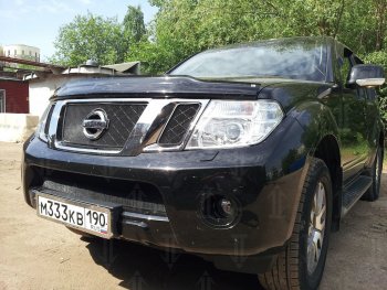 3 399 р. Защитная сетка в бампер (низ, ячейка 3х7 мм) Стрелка11 Стандарт Nissan Navara 2 D40 рестайлинг (2010-2016) (Чёрная)  с доставкой в г. Омск. Увеличить фотографию 2