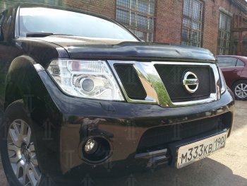 3 399 р. Защитная сетка в бампер (низ, ячейка 3х7 мм) Стрелка11 Стандарт  Nissan Navara  2 D40 - Pathfinder  R51 (Чёрная)  с доставкой в г. Омск. Увеличить фотографию 3