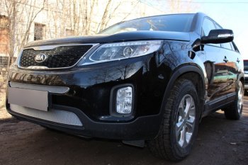 Защитная сетка в бампер (низ, ячейка 4х10 мм) Alfeco Премиум KIA Sorento XM рестайлинг (2012-2015) ()