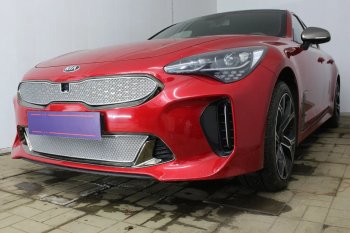 4 299 р. Защитная сетка в бампер (низ, ячейка 4х10 мм) Alfeco Премиум KIA Stinger (2017-2025) (Хром)  с доставкой в г. Омск. Увеличить фотографию 3