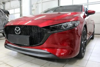 3 799 р. Защитная сетка в бампер (низ, ячейка 4х10 мм) Alfeco Премиум Mazda 3/Axela BP хэтчбэк (2019-2024) (Хром)  с доставкой в г. Омск. Увеличить фотографию 3