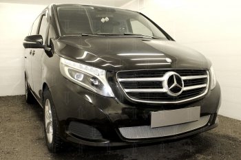 4 499 р. Защитная сетка в бампер (низ, ячейка 4х10 мм) Alfeco Премиум Mercedes-Benz Vito W447 дорестайлинг (2015-2020) (Хром)  с доставкой в г. Омск. Увеличить фотографию 2