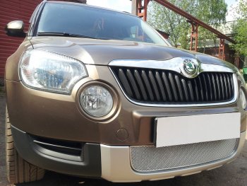 4 299 р. Защитная сетка в бампер (низ, ячейка 4х10 мм) Стрелка11 Премиум Skoda Yeti (2009-2013) (Хром)  с доставкой в г. Омск. Увеличить фотографию 4