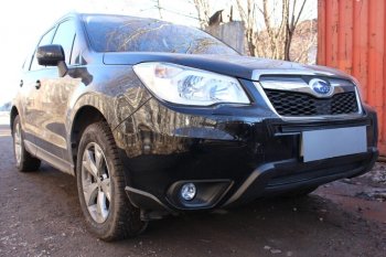 3 599 р. Защитная сетка в бампер (низ, ячейка 4х10 мм) Стрелка11 Премиум Subaru Forester SJ дорестайлинг (2012-2016) (Чёрная)  с доставкой в г. Омск. Увеличить фотографию 2