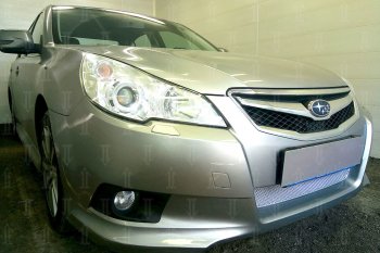 4 199 р. Защитная сетка в бампер (низ, ячейка 4х10 мм) Стрелка11 Премиум Subaru Legacy BM/B14 дорестайлинг седан (2009-2013) (Хром)  с доставкой в г. Омск. Увеличить фотографию 3