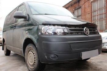 4 199 р. Защитная сетка в бампер (низ, ячейка 4х10 мм) Стрелка11 Премиум Volkswagen Transporter T5 рестайлинг (2009-2015) (Чёрная)  с доставкой в г. Омск. Увеличить фотографию 2