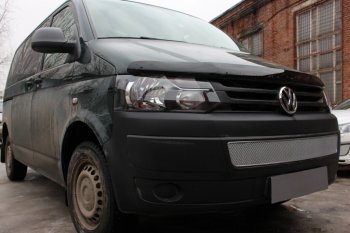 4 299 р. Защитная сетка в бампер (низ, ячейка 4х10 мм) Стрелка11 Премиум  Volkswagen Caravelle  T5 - Transporter  T5 (Хром)  с доставкой в г. Омск. Увеличить фотографию 2