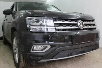 4 549 р. Защитная сетка в бампер (низ, ячейка 4х10 мм) Стрелка11 Премиум Volkswagen Teramont CA1 дорестайлинг (2016-2020) (Чёрная)  с доставкой в г. Омск. Увеличить фотографию 3