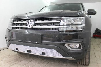 4 649 р. Защитная сетка в бампер (низ, ячейка 4х10 мм) Стрелка11 Премиум Volkswagen Teramont CA1 дорестайлинг (2016-2020) (Хром)  с доставкой в г. Омск. Увеличить фотографию 4