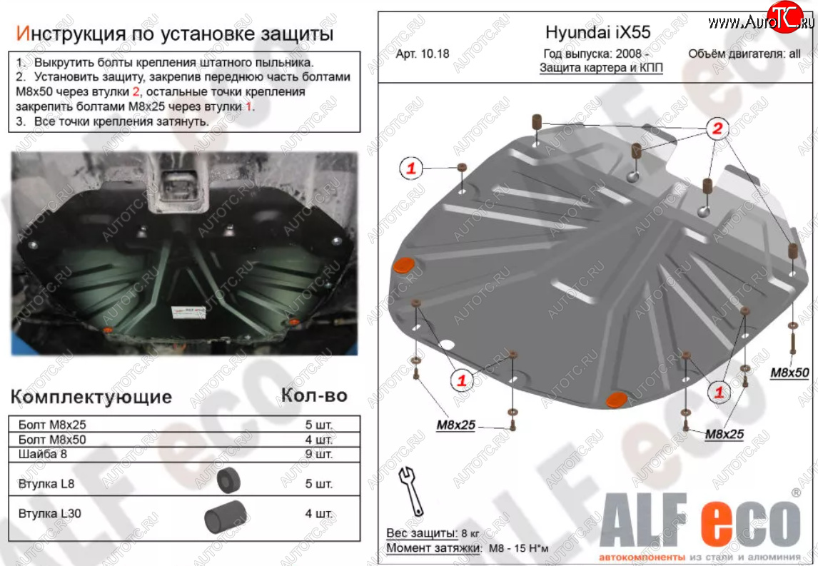 4 999 р. Защита картера двигателя и КПП (V-2,2 CRDI) Alfeco Hyundai Santa Fe CM рестайлинг (2009-2012) (Сталь 2 мм)  с доставкой в г. Омск