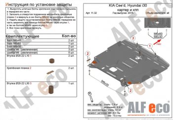 Защита картера двигателя и КПП Alfeco KIA Cerato 4 BD дорестайлинг седан (2018-2021)