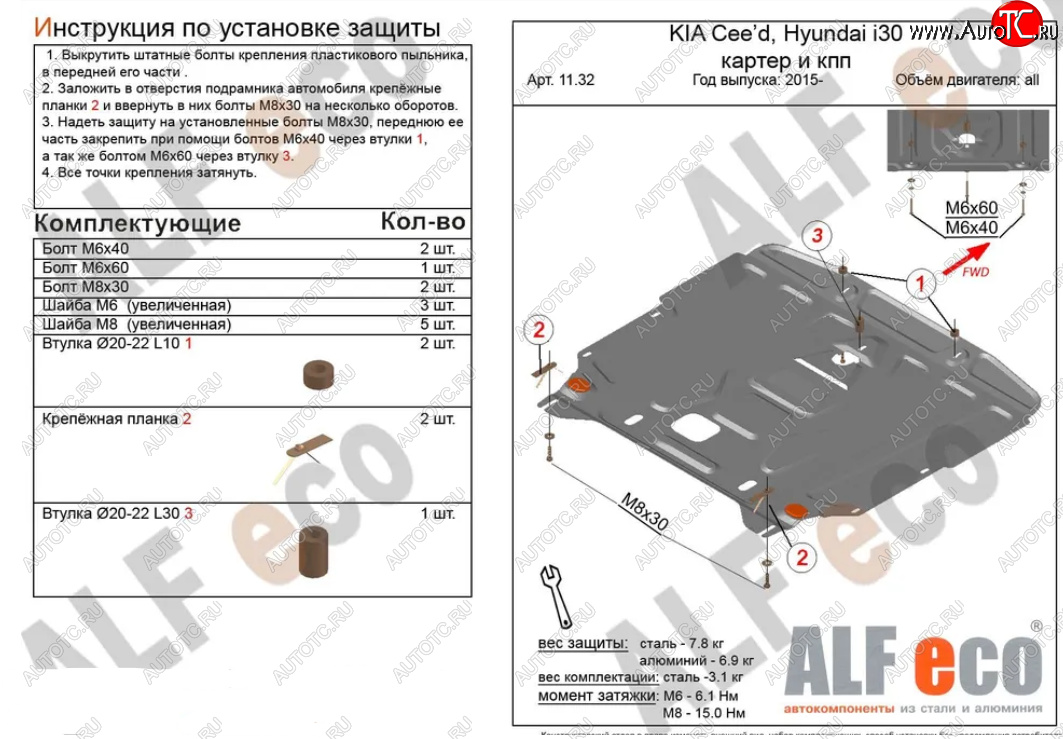 4 399 р. Защита картера двигателя и КПП Alfeco KIA Cerato 4 BD дорестайлинг седан (2018-2021) (Сталь 2 мм)  с доставкой в г. Омск