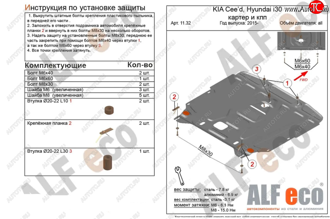 4 399 р. Защита картера двигателя и КПП Alfeco KIA Cerato 3 YD рестайлинг седан (2016-2019) (Сталь 2 мм)  с доставкой в г. Омск