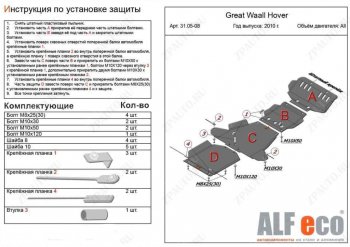 26 399 р. Защита картера двигателя, редуктора переднего моста, КПП и РК (4 части, V-2,0) Alfeco  Haval H5 (2020-2023) рестайлинг (Алюминий 3 мм)  с доставкой в г. Омск. Увеличить фотографию 1