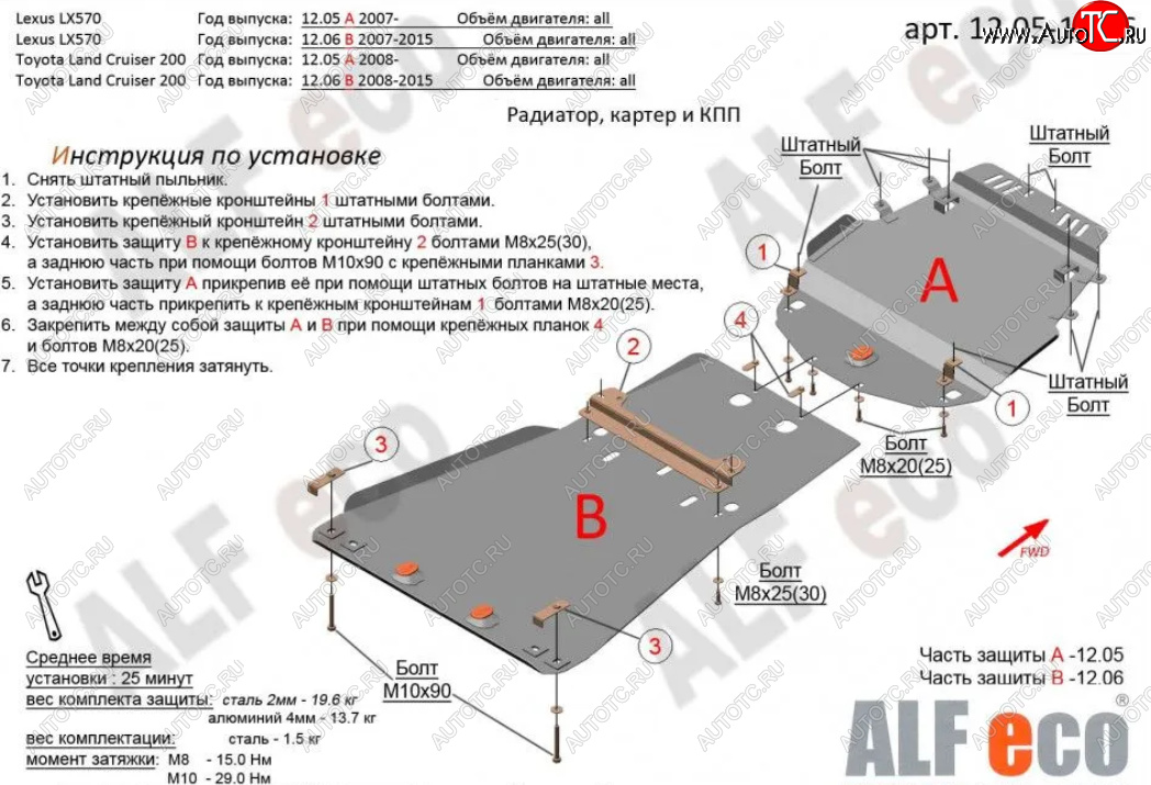 19 999 р. Защита картера, радиатора и КПП (V-5,7, 2 части) Alfeco  Lexus LX570  J200 (2007-2015) дорестайлинг, 1-ый рестайлинг (Алюминий 3 мм)  с доставкой в г. Омск