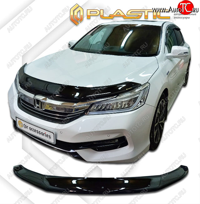 2 299 р. Дефлектор капота CA-Plastic  Honda Accord  CR (2016-2020) седан рестайлинг (classic черный, без надписи)  с доставкой в г. Омск