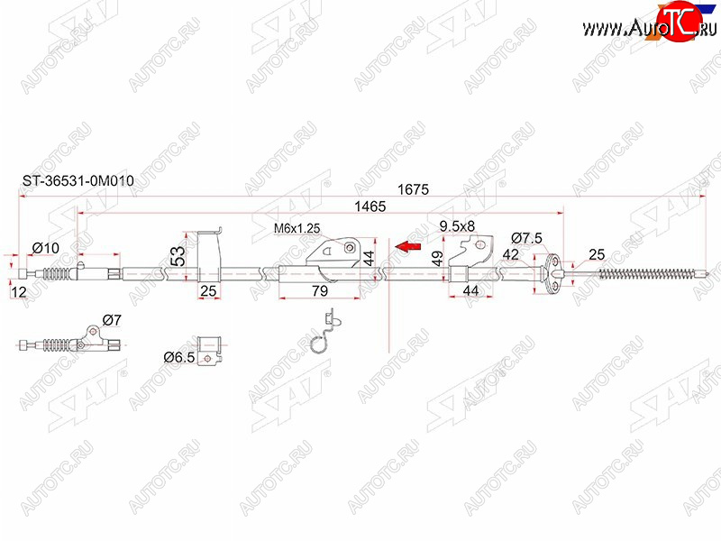 1 829 р. Трос ручника LH 2WD SAT  Nissan Almera ( N15,  G15) - Sunny  B15 (-Antiskid)  с доставкой в г. Омск