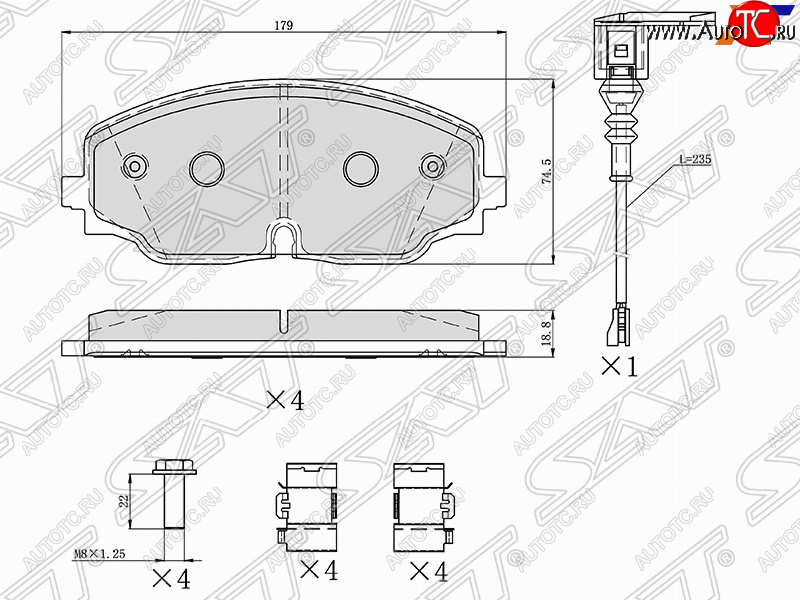 1 679 р. Колодки тормозные SAT (передние)  Volkswagen Teramont  CA1 (2016-2020) дорестайлинг  с доставкой в г. Омск